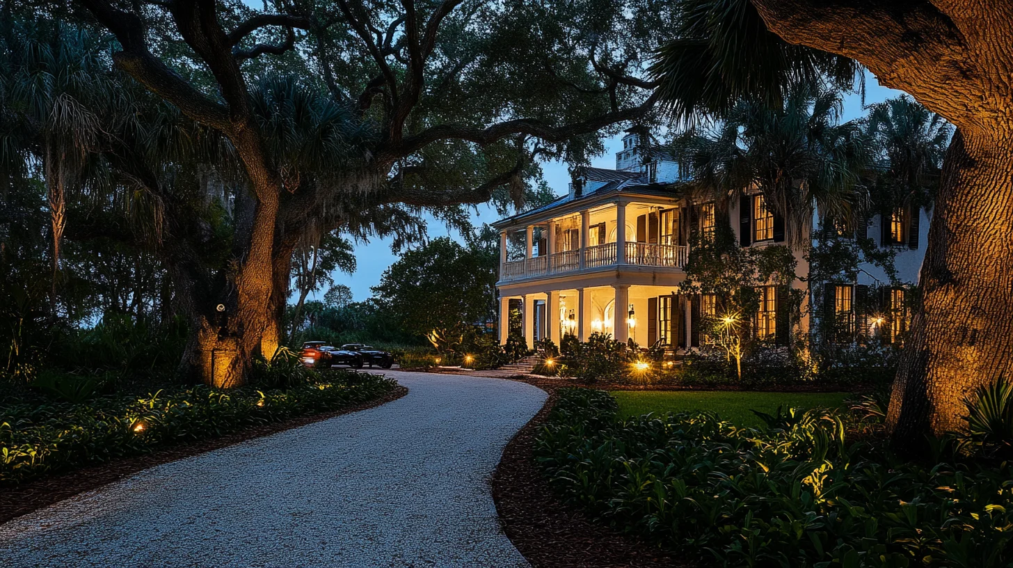 Old-Florida estate on Gasparilla Island, Boca Grande, at twilight