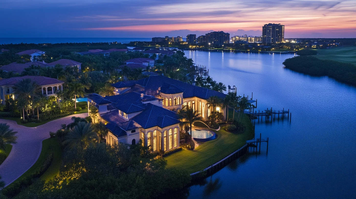 Gated community estate in Bonita Bay with Gulf access and marina